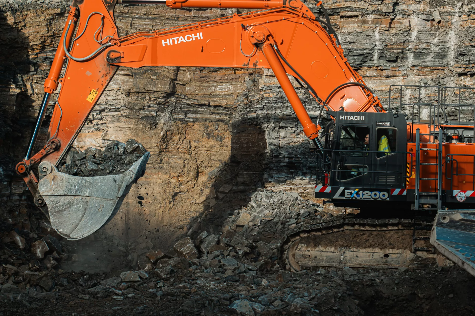 Hitachi EX1200 excavator in a quarry